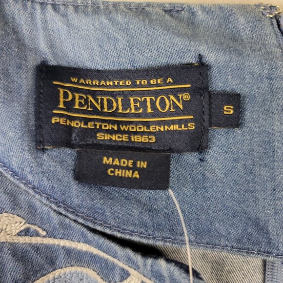 Pendleton Heritage Tala Floral Embroidered Denim Dress Size S Blue Cotton New - Picture 2 of 12